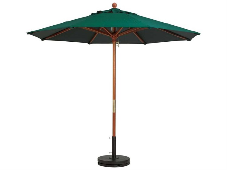 Grosfillex Market Wood 7' Foot Round Umbrella in Fern Green
