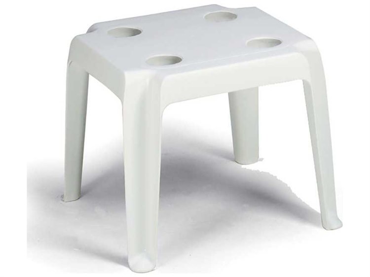 Grosfillex Oasis Resin White 18" Square Low End Table with Cupholders