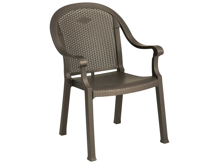 Grosfillex Sumatra Resin Bronze Mist Stacking Dining Arm Chair