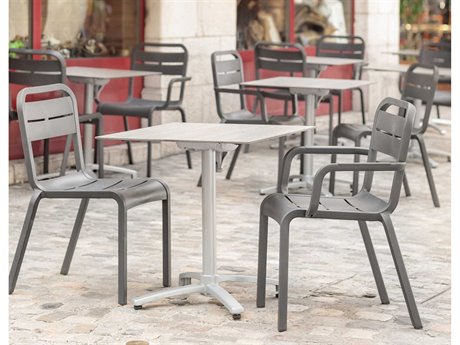 Grosfillex Cannes Resin Charcoal Dining Set