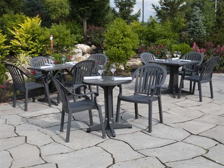 Grosfillex Colombo Resin Charcoal Dining Set