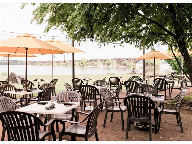 Grosfillex Colombo Resin Charcoal Outdoor Patio Dining Set