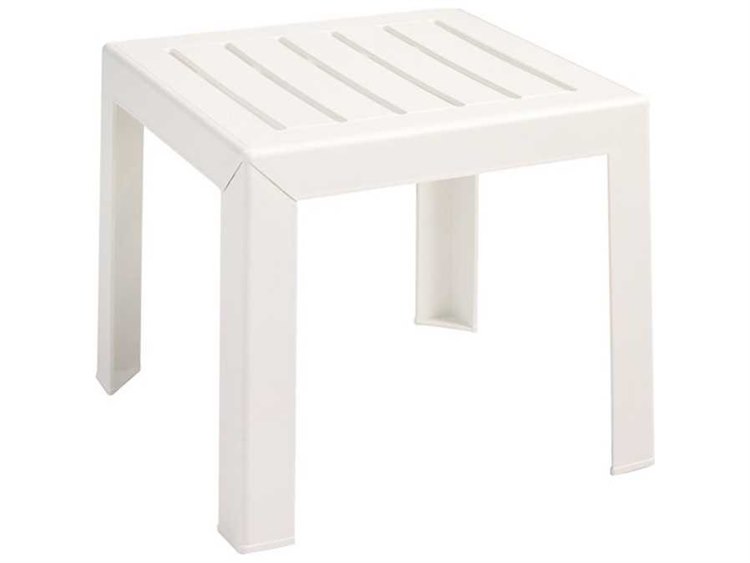 Grosfillex Bahia Resin White 16" Square End Low Table