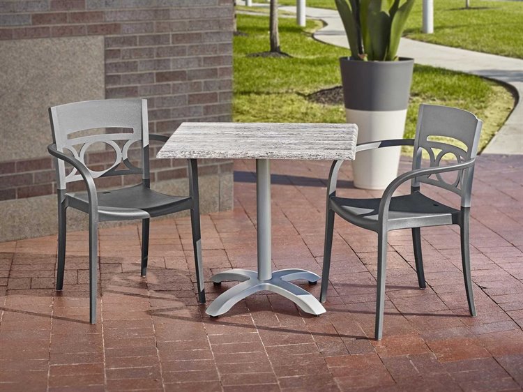 Grosfillex Moon Resin Titanium Gray/Charcoal Patio Dining Set