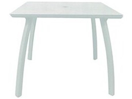 Grosfillex Sunset Aluminum White Glacier/White 36" Square Dining Table with Umbrella Hole