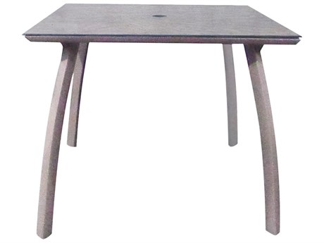 Grosfillex Sunset Aluminum Platinum Gray/Granite 36" Square Dining Table with Umbrella Hole