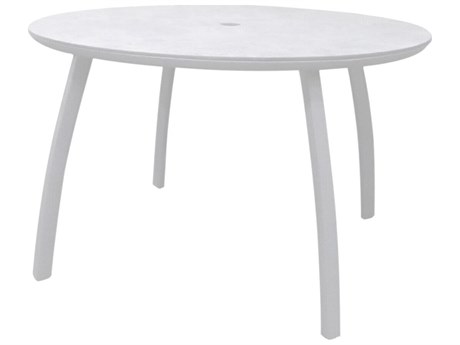Grosfillex Sunset Aluminum Glacier White/White 42" Round Dining Table with Umbrella Hole