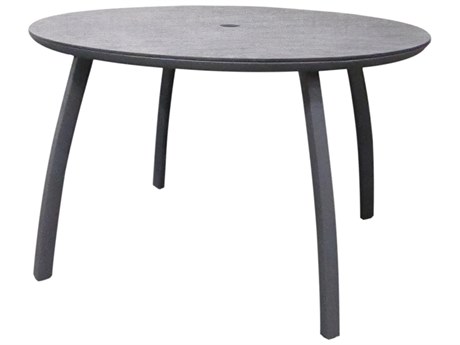 Grosfillex Sunset Aluminum Volcanic Black/Granite 42" Round Dining Table with Umbrella Hole