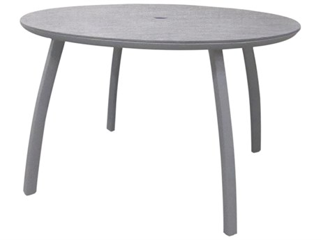 Grosfillex Sunset Aluminum Platinum Gray/Granite 42" Round Dining Table with Umbrella Hole