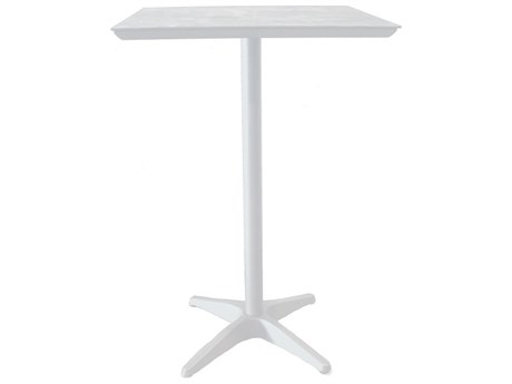 Grosfillex Sunset Aluminum White Glacier White/White 28'' Square Bar Height Table