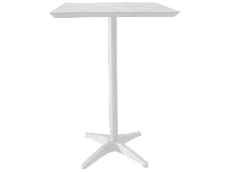 Grosfillex Sunset Aluminum White Glacier White/White 28" Square Bar Height Table