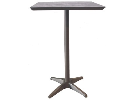 Grosfillex Sunset Aluminum Granite Volcanic Black/Granite 28" Square Bar Height Table