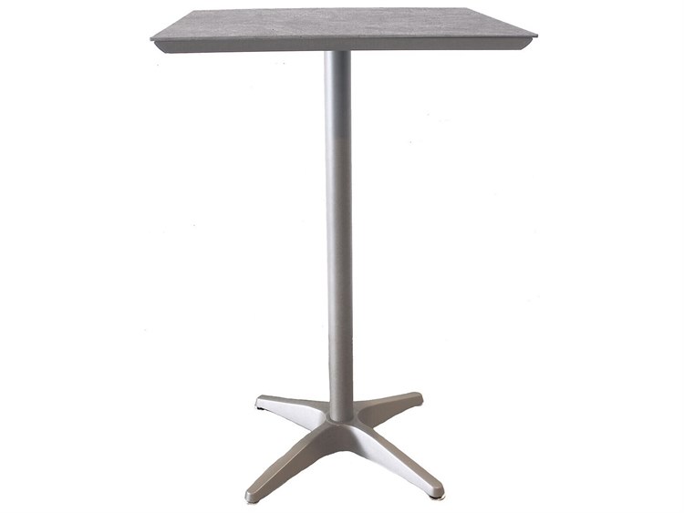 Grosfillex Sunset Aluminum Granite Platinum Gray/Granite 28" Square Bar Height Table