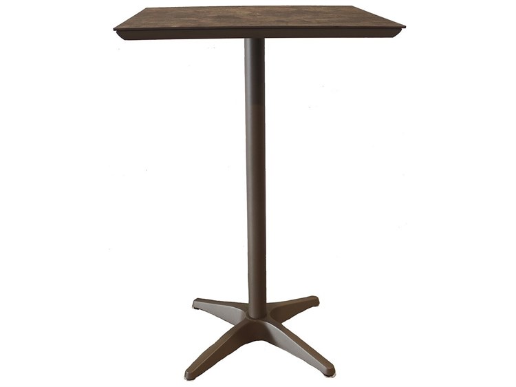 Grosfillex Sunset Aluminum Fusion Bronze/Lava 28" Square Bar Height Table