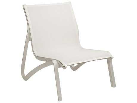 Grosfillex Sunset Sling Aluminum Resin White Lounge Chair in White