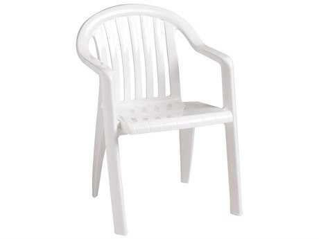 Grosfillex Miami Resin White Lowback Stacking Dining Arm Chair