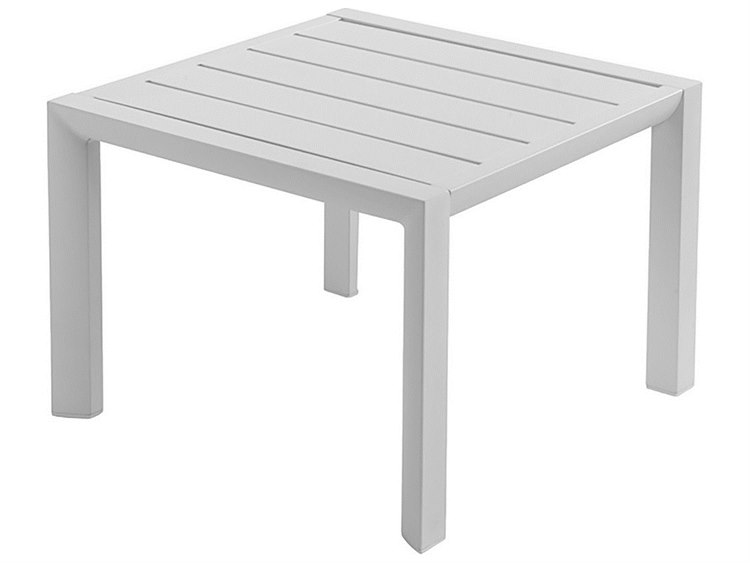 Grosfillex Sunset Aluminum Glacier White Square Low Outdoor End Table