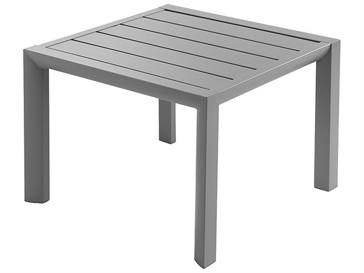 Grosfillex Sunset Aluminum Platinum Gray Square Low Patio End Table