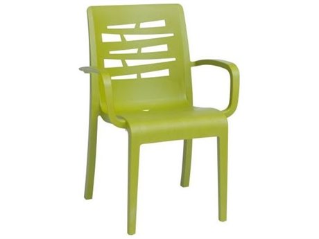 Grosfillex Essenza Resin Fern Green Stacking Dining Arm Chair