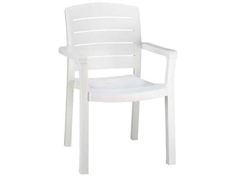 Grosfillex Acadia Resin White Stacking Dining Arm Chair