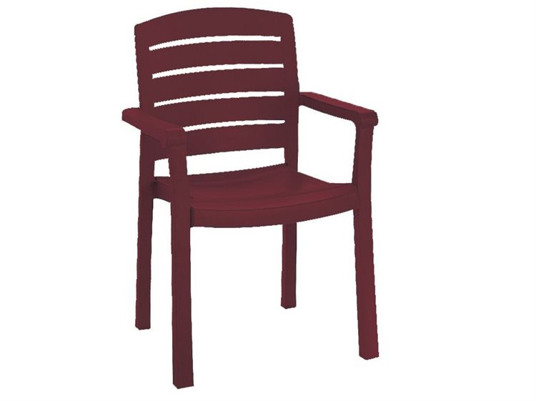 Grosfillex Acadia Resin Bordeaux Stacking Dining Arm Chair