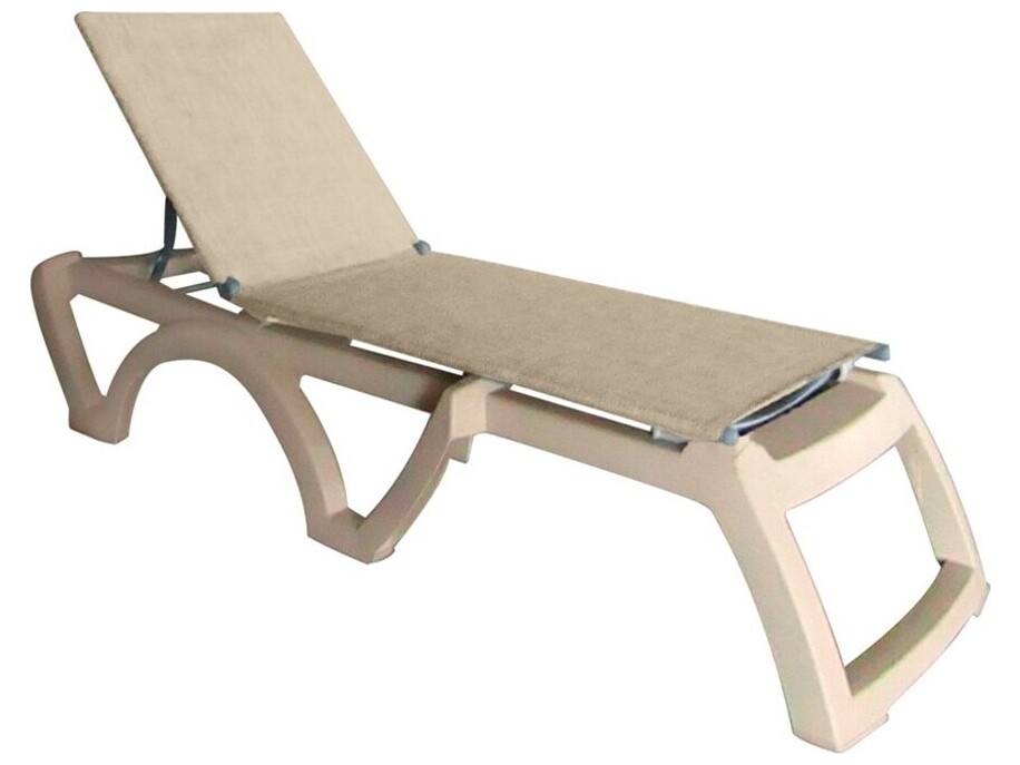 Grosfillex Jamaica Beach Sling Resin Sandstone Adjustable Chaise Lounge