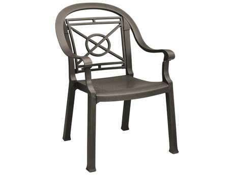 Grosfillex Victoria Classic Resin Bronze Mist Stacking Dining Arm Chair