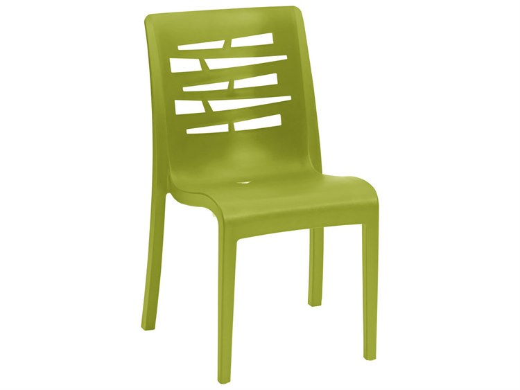 Grosfillex Essenza Resin Fern Green Stacking Outdoor Patio Dining Side Chair