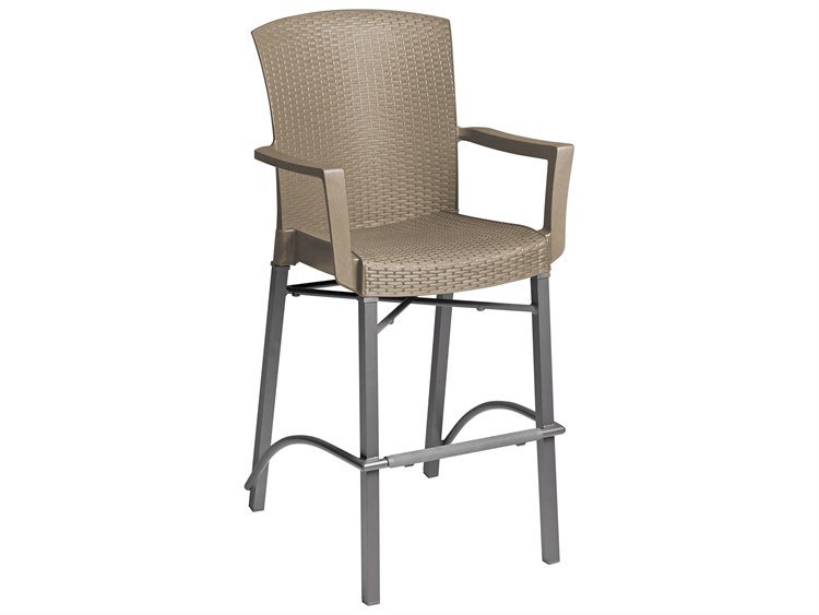 Grosfillex Havana Classic Aluminum Taupe Barstool with Arms