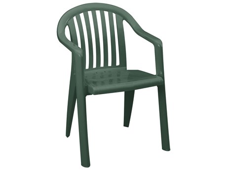 Grosfillex Miami Resin Amazon Green Lowback Stacking Dining Arm Chair