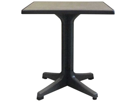 Grosfillex Omega Resin Charcoal 28" Square Brushed Top Bistro Table