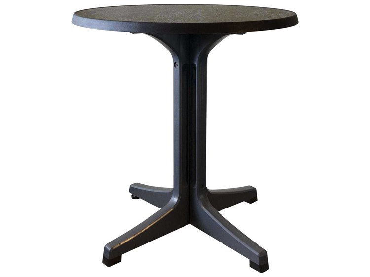 Grosfillex Omega Resin Charcoal 28" Round Dark Concrete Top Bistro Table