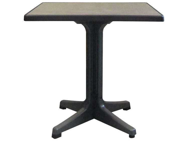 Grosfillex Omega Resin Charcoal 32" Square Brushed Top Bistro Table