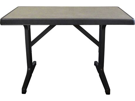 Grosfillex Omega Resin Charcoal 45"W x 28"D Rectangular Brushed Top Dining Table