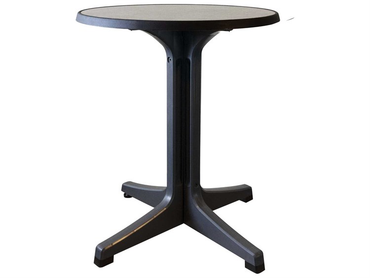 Grosfillex Omega Resin Charcoal 24" Round Brushed Top Bistro Table