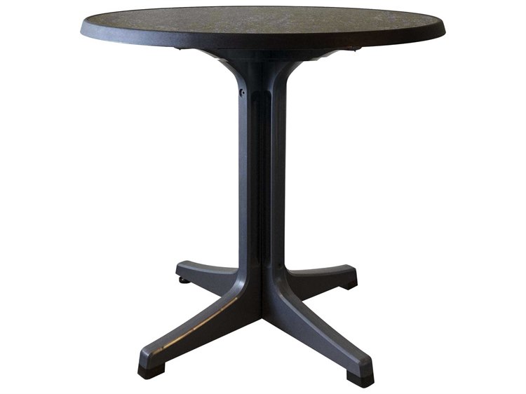 Grosfillex Omega resin Charcoal 34" Round Dark Concrete Top Bistro Table