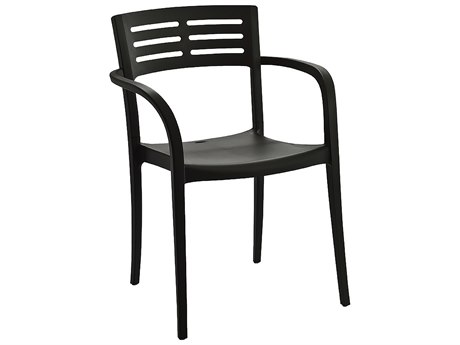 Grosfillex Vogue Resin Black Stacking Dining Arm Chair