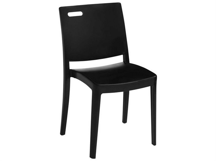 Grosfillex Metro Resin Black Stacking Outdoor Patio Dining Side Chair