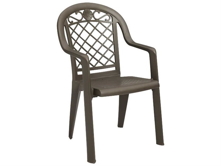 Grosfillex Savannah Resin Bronze Mist Stacking Dining Arm Chair
