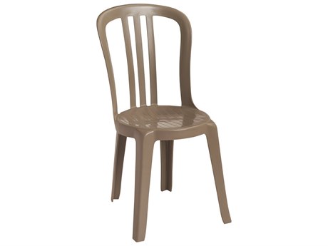 Grosfillex Miami Resin Taupe Stacking Bistro Side Chair