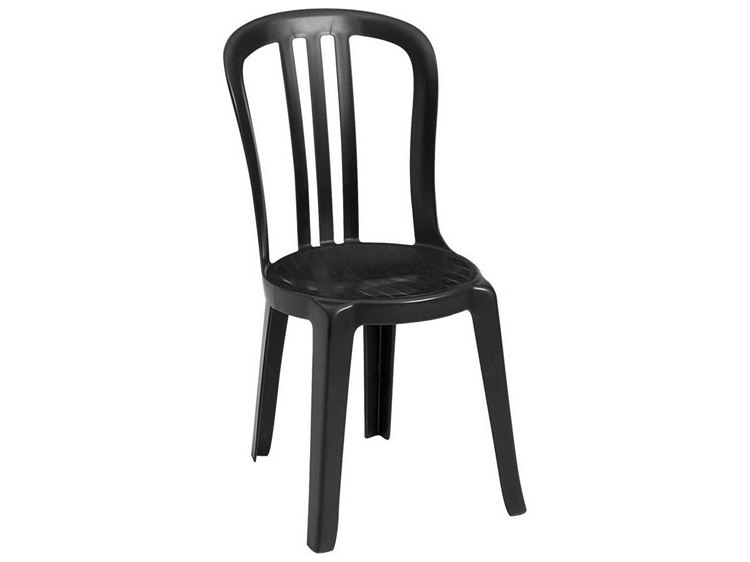 Grosfillex Miami Resin Black Stacking Bistro Side Chair