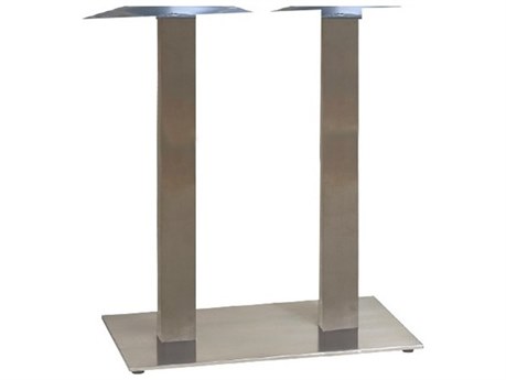 Grosfillex Gamma Steel Silver Gray 28''W x 16''D Rectangular Bar Height Lateral Table Base