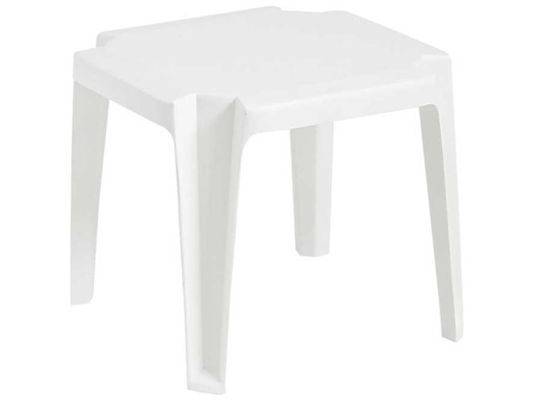 Grosfillex Miami Resin White 17" Square Low End Table