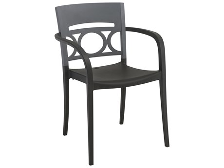 Grosfillex Moon Resin Titanium Gray/Charcoal Stacking Dining Arm Chair