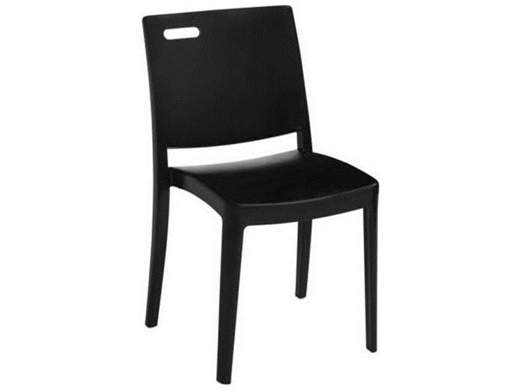 Grosfillex Metro Resin Black Stacking Outdoor Dining Side Chair