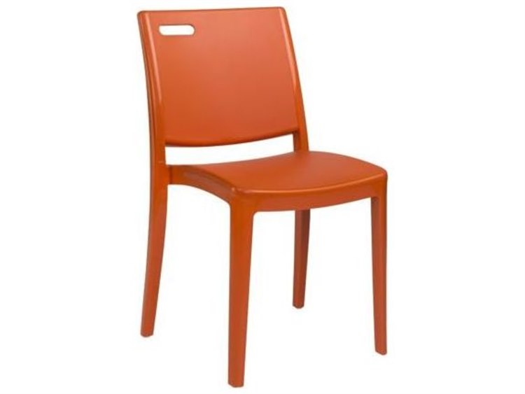 Grosfillex Metro Resin Orange Stacking Outdoor Patio Dining Side Chair