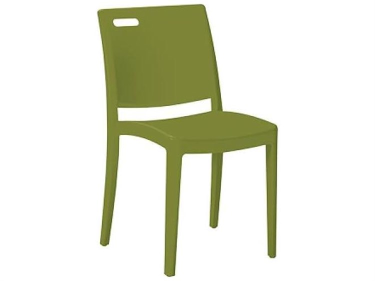 Grosfillex Metro Resin Cactus Green Stacking Outdoor Dining Side Chair