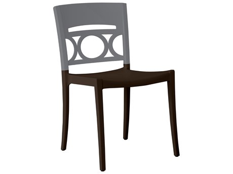Grosfillex Moon Resin Titanium Gray/Charcoal Stacking Dining Side Chair