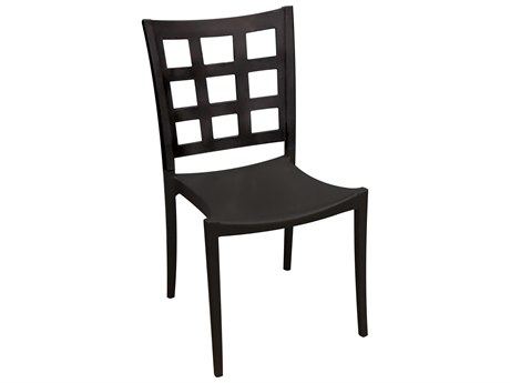 Grosfillex Plazza Aluminum Black Stacking Dining Side Chair