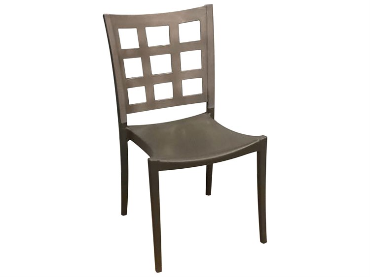 Grosfillex Plazza Aluminum Titanium Gray/Charcoal Stacking Outdoor Dining Side Chair